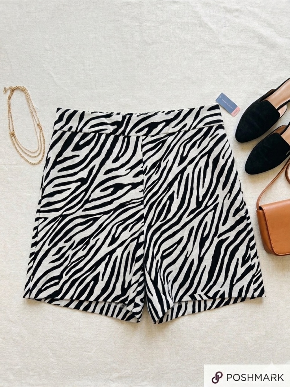 Charter Club Zebra-Print High-Rise Shorts - Brown & White